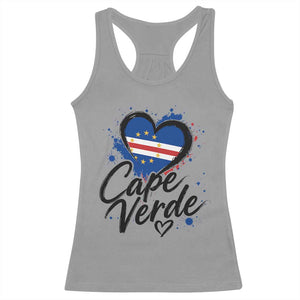Cape Verde Flag Heart Racerback Tank Top Cabo Verde Pride Verdean Love TS02 Sport Gray Print Your Wear