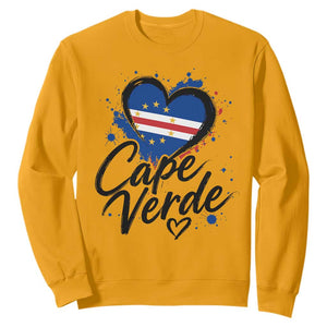 Cape Verde Flag Heart Sweatshirt Cabo Verde Pride Verdean Love TS02 Gold Print Your Wear