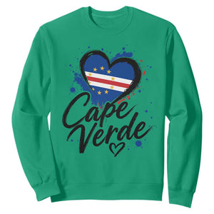 Cape Verde Flag Heart Sweatshirt Cabo Verde Pride Verdean Love TS02 Irish Green Print Your Wear