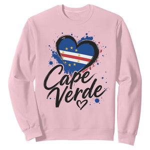 Cape Verde Flag Heart Sweatshirt Cabo Verde Pride Verdean Love TS02 Light Pink Print Your Wear