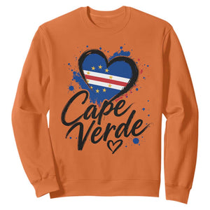 Cape Verde Flag Heart Sweatshirt Cabo Verde Pride Verdean Love TS02 Orange Print Your Wear
