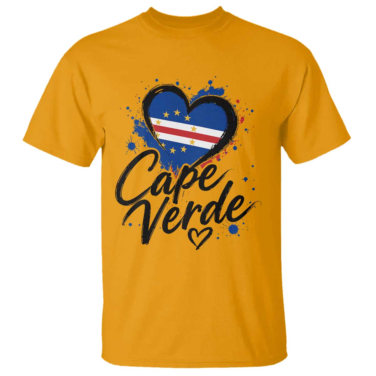 Cape Verde Flag Heart T Shirt Cabo Verde Pride Verdean Love TS02 Gold Print Your Wear