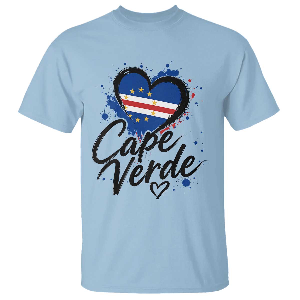 Cape Verde Flag Heart T Shirt Cabo Verde Pride Verdean Love TS02 Light Blue Print Your Wear