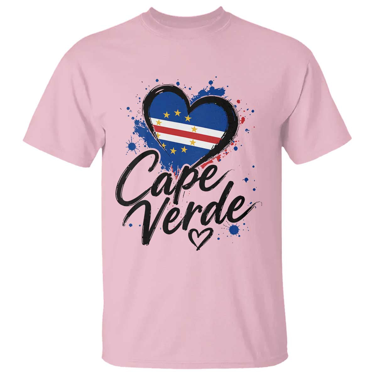 Cape Verde Flag Heart T Shirt Cabo Verde Pride Verdean Love TS02 Light Pink Print Your Wear