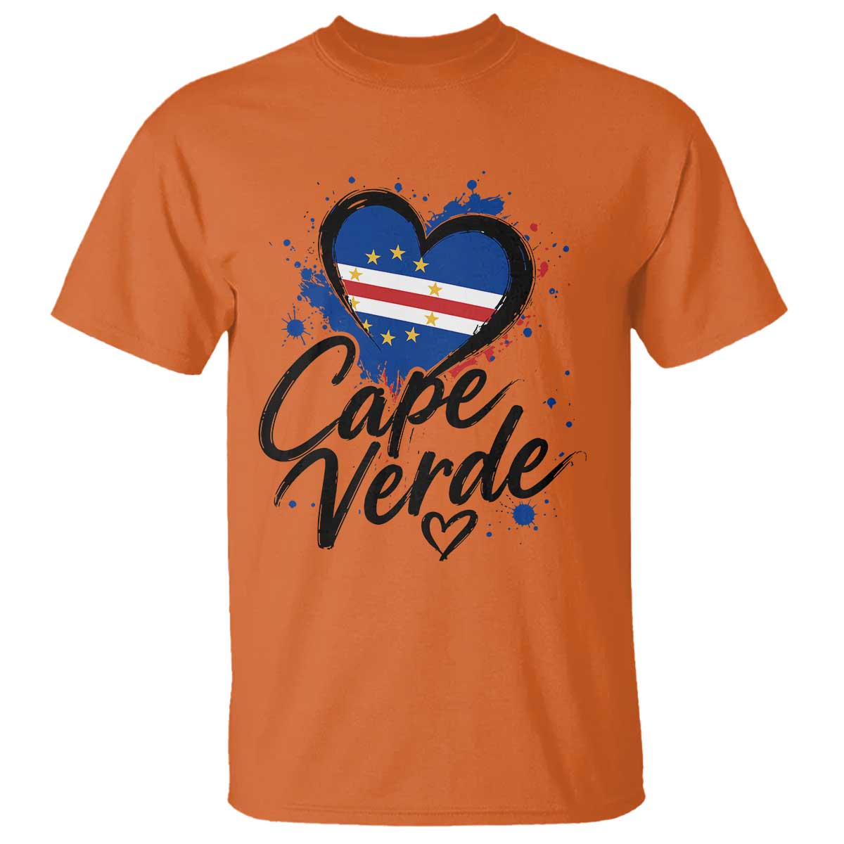 Cape Verde Flag Heart T Shirt Cabo Verde Pride Verdean Love TS02 Orange Print Your Wear