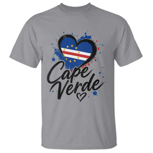 Cape Verde Flag Heart T Shirt Cabo Verde Pride Verdean Love TS02 Sport Gray Print Your Wear