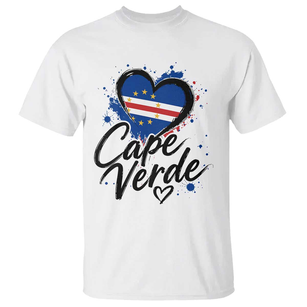 Cape Verde Flag Heart T Shirt Cabo Verde Pride Verdean Love TS02 White Print Your Wear