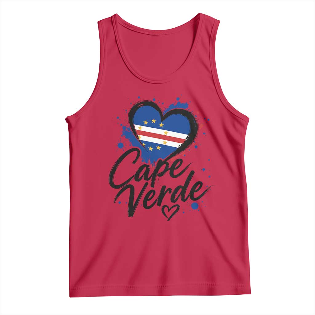 Cape Verde Flag Heart Tank Top Cabo Verde Pride Verdean Love TS02 Red Print Your Wear