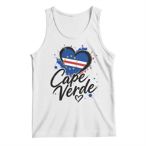 Cape Verde Flag Heart Tank Top Cabo Verde Pride Verdean Love TS02 White Print Your Wear