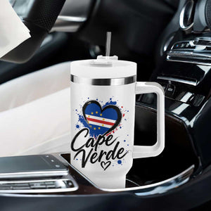 Cape Verde Flag Heart Tumbler With Handle Cabo Verde Pride Verdean Love TS02 Print Your Wear