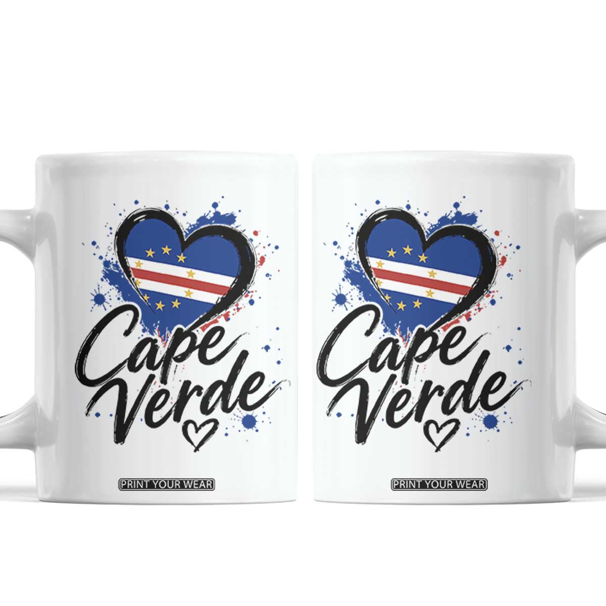 Cape Verde Flag Heart Coffee Mug Cabo Verde Pride Verdean Love TS02 White Print Your Wear