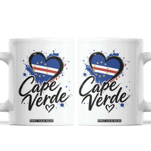 Cape Verde Flag Heart Coffee Mug Cabo Verde Pride Verdean Love TS02 White Print Your Wear
