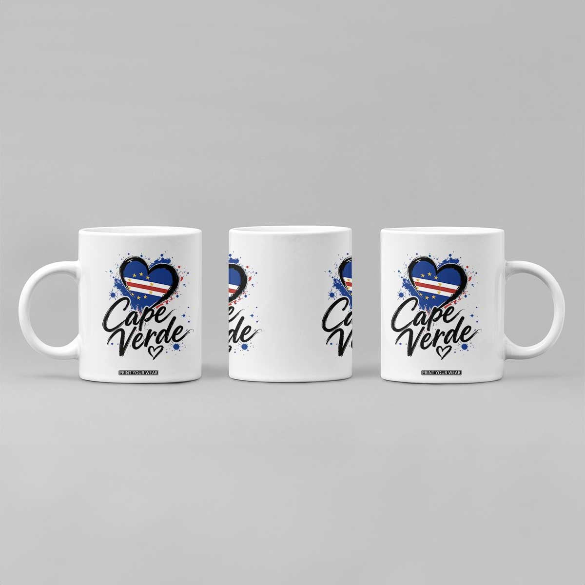 Cape Verde Flag Heart Coffee Mug Cabo Verde Pride Verdean Love TS02 Print Your Wear