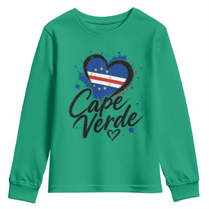 Cape Verde Flag Heart Youth Sweatshirt Cabo Verde Pride Verdean Love TS02 Irish Green Print Your Wear