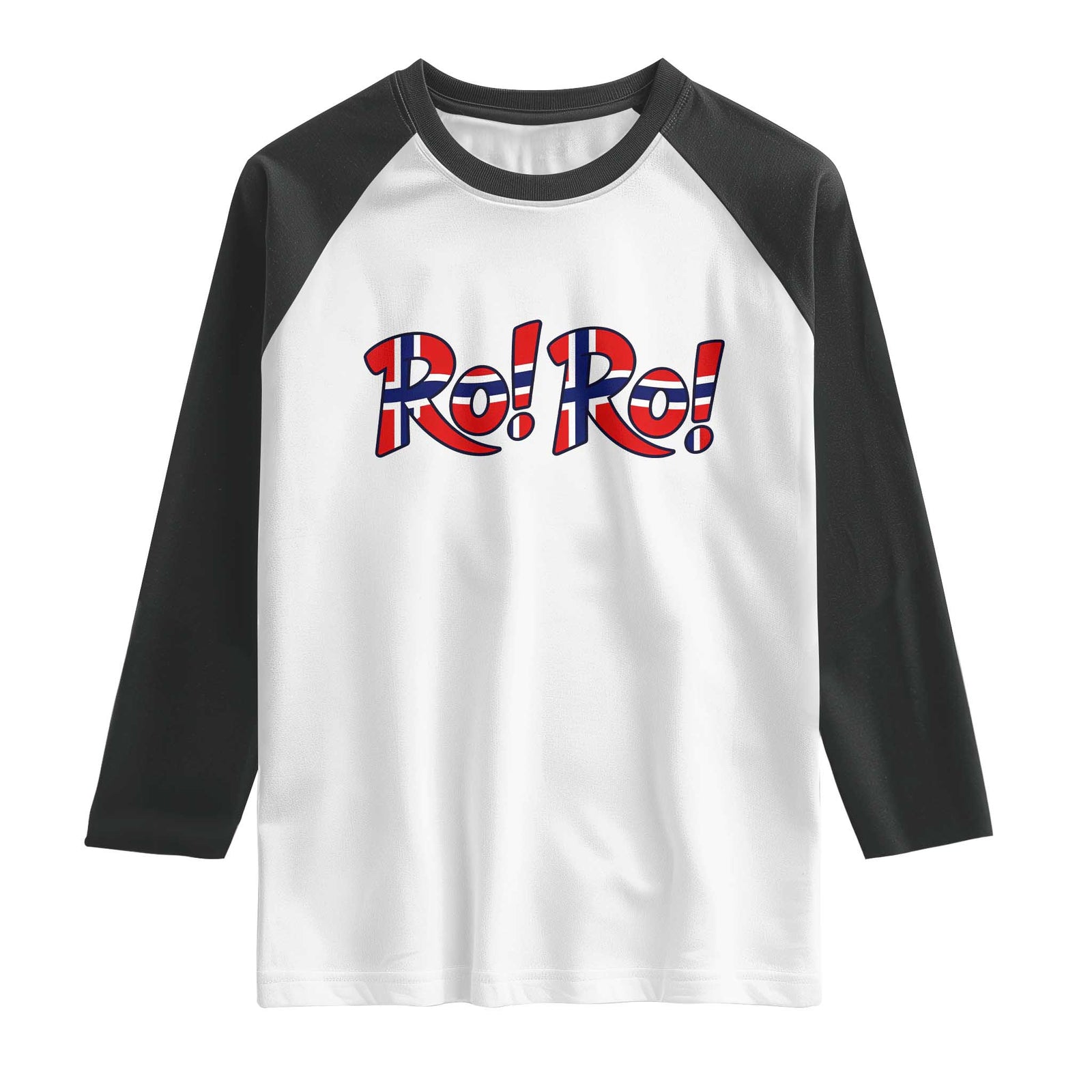 Funny Norway Flag Ro Ro Typography Graphic Raglan Shirt Norge Norwegian Flag Football Fans TS02 White Black Print Your Wear