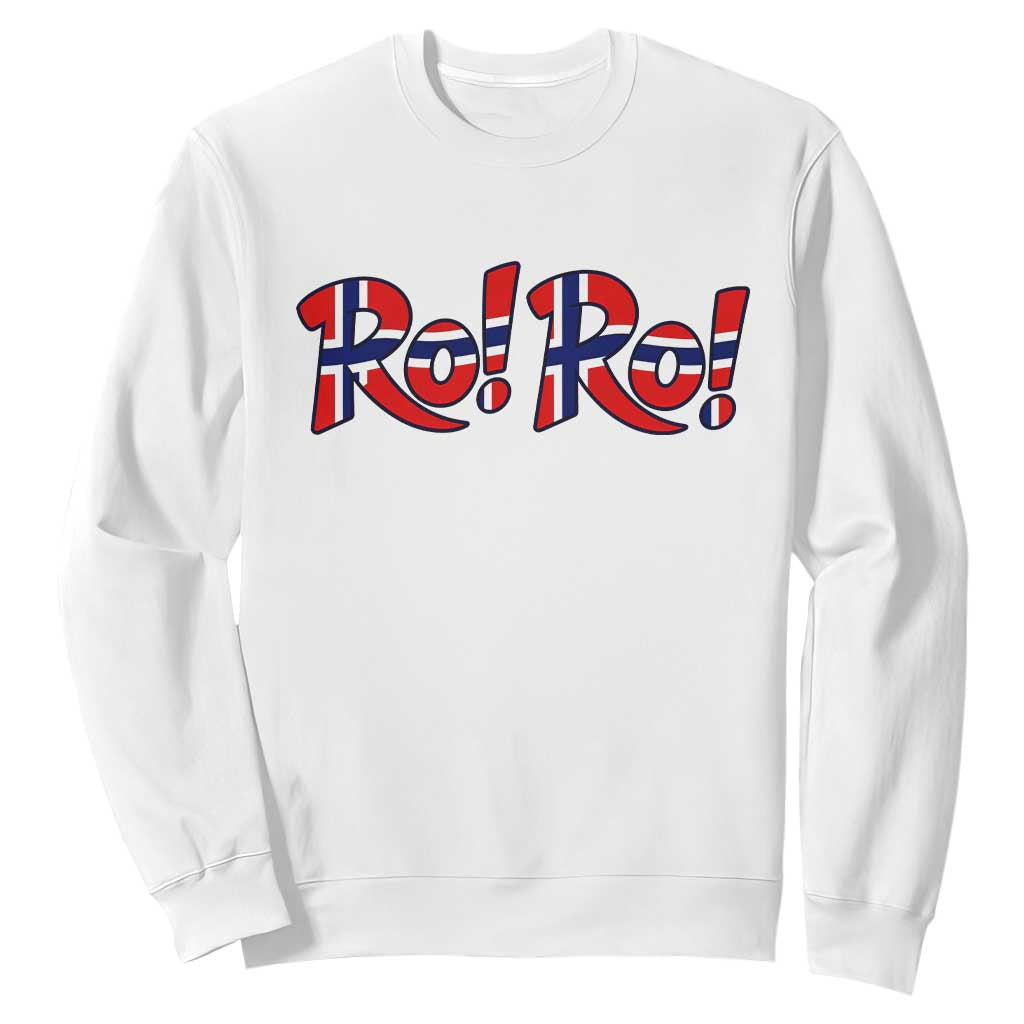 Funny Norway Flag Ro Ro Typography Graphic Sweatshirt Norge Norwegian Flag Football Fans TS02 White Print Your Wear