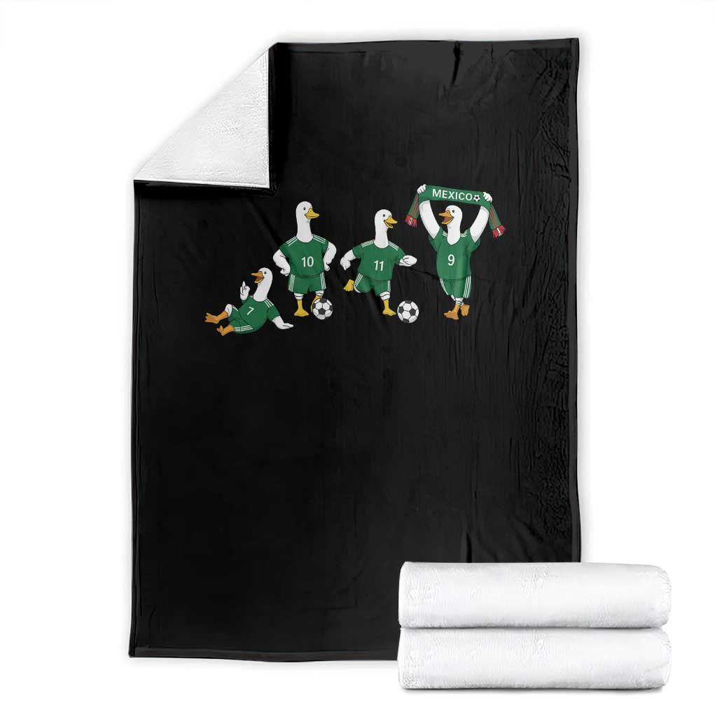Funny Mexico Merlin the Duck Playing Soccer Graphic Throw Blanket Mexican Spirit Football Fans Cheer TS02 Black Print Your Wear