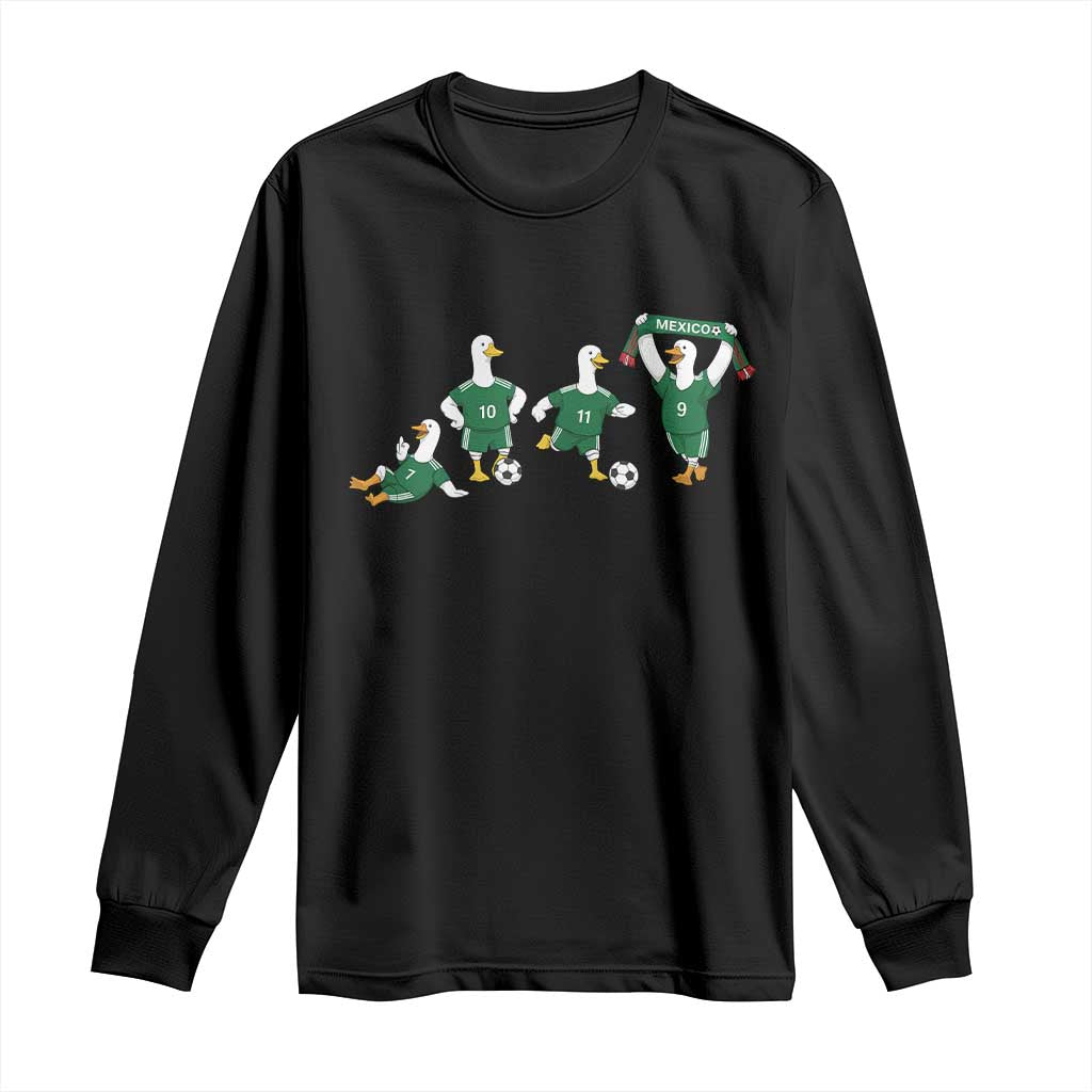 Funny Mexico Merlin the Duck Playing Soccer Graphic Long Sleeve Shirt Mexican Spirit Football Fans Cheer TS02 Black Print Your Wear