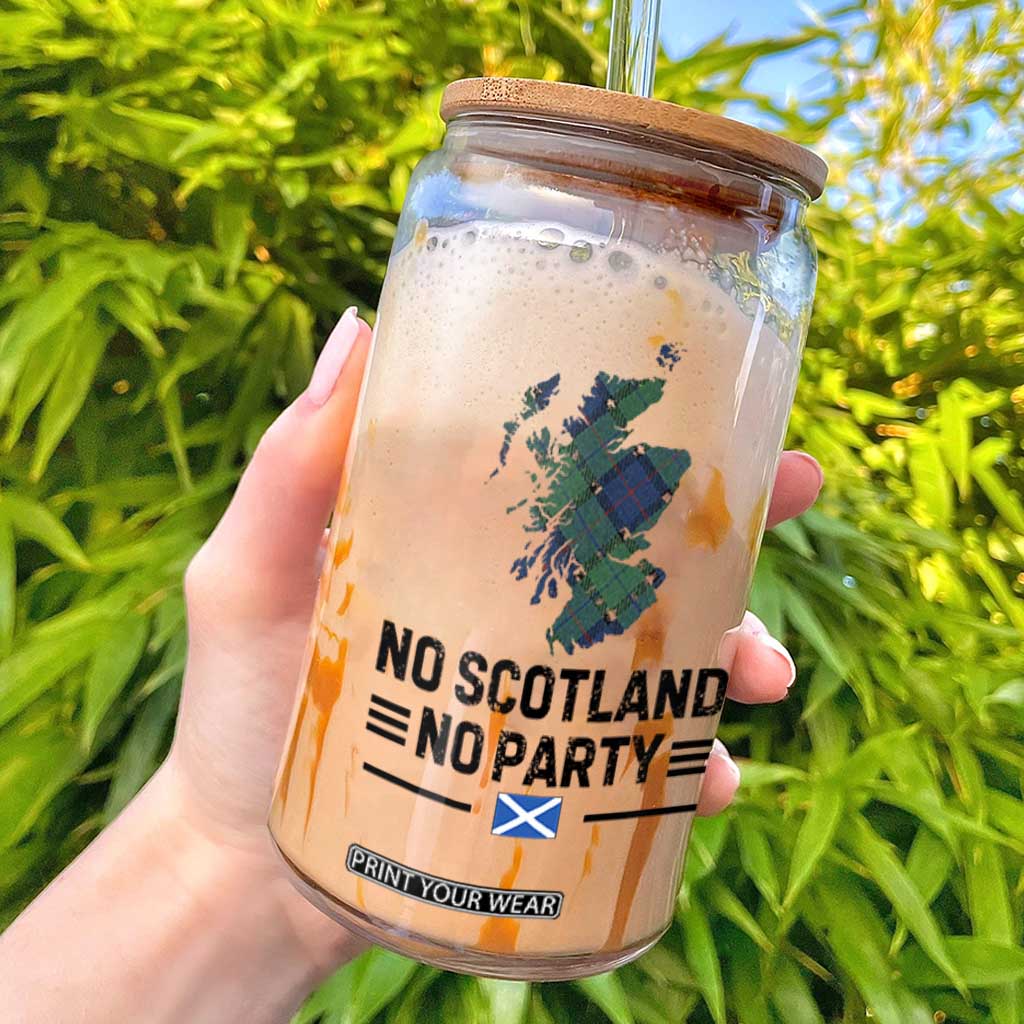 No Scotland No Party Tartan Plaid and Map Glass Can Vintage Scottish Football Supporter Sports Fans Spirit TS02 White Print Your Wear
