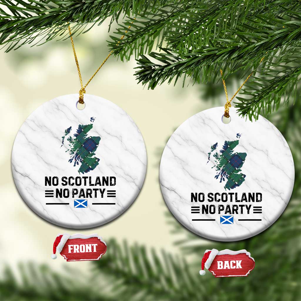 No Scotland No Party Tartan Plaid and Map Ceramic Ornament Vintage Scottish Football Supporter Sports Fans Spirit TS02 1pc White Marble Print Your Wear