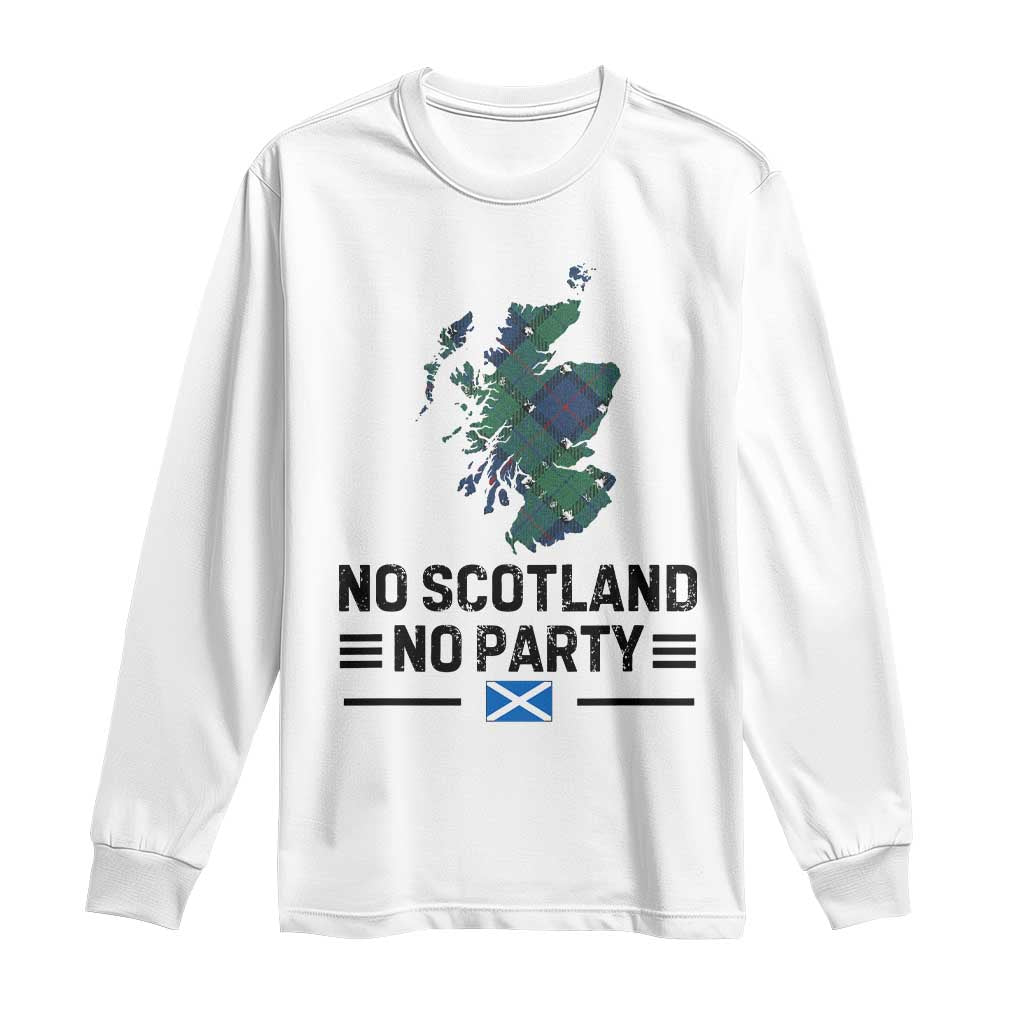 No Scotland No Party Tartan Plaid and Map Long Sleeve Shirt Vintage Scottish Football Supporter Sports Fans Spirit TS02 White Print Your Wear
