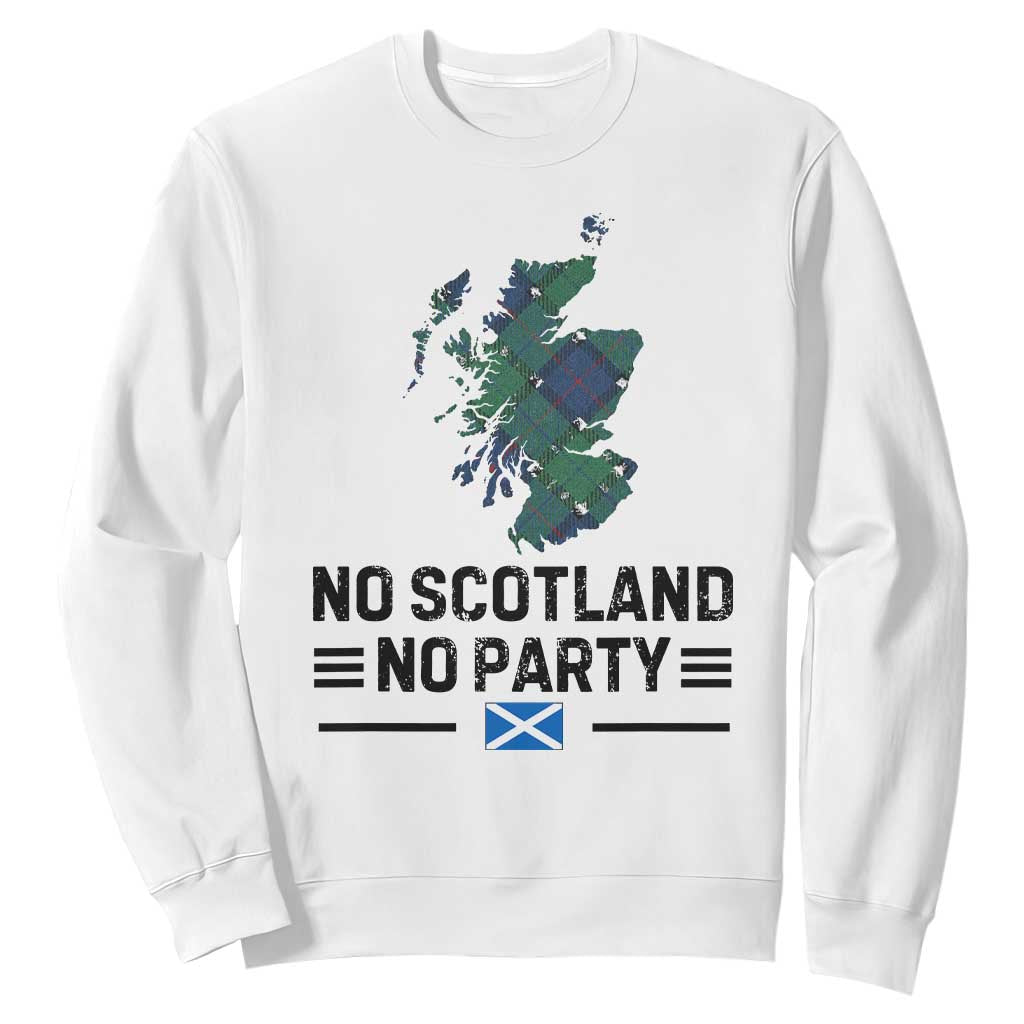 No Scotland No Party Tartan Plaid and Map Sweatshirt Vintage Scottish Football Supporter Sports Fans Spirit TS02 White Print Your Wear