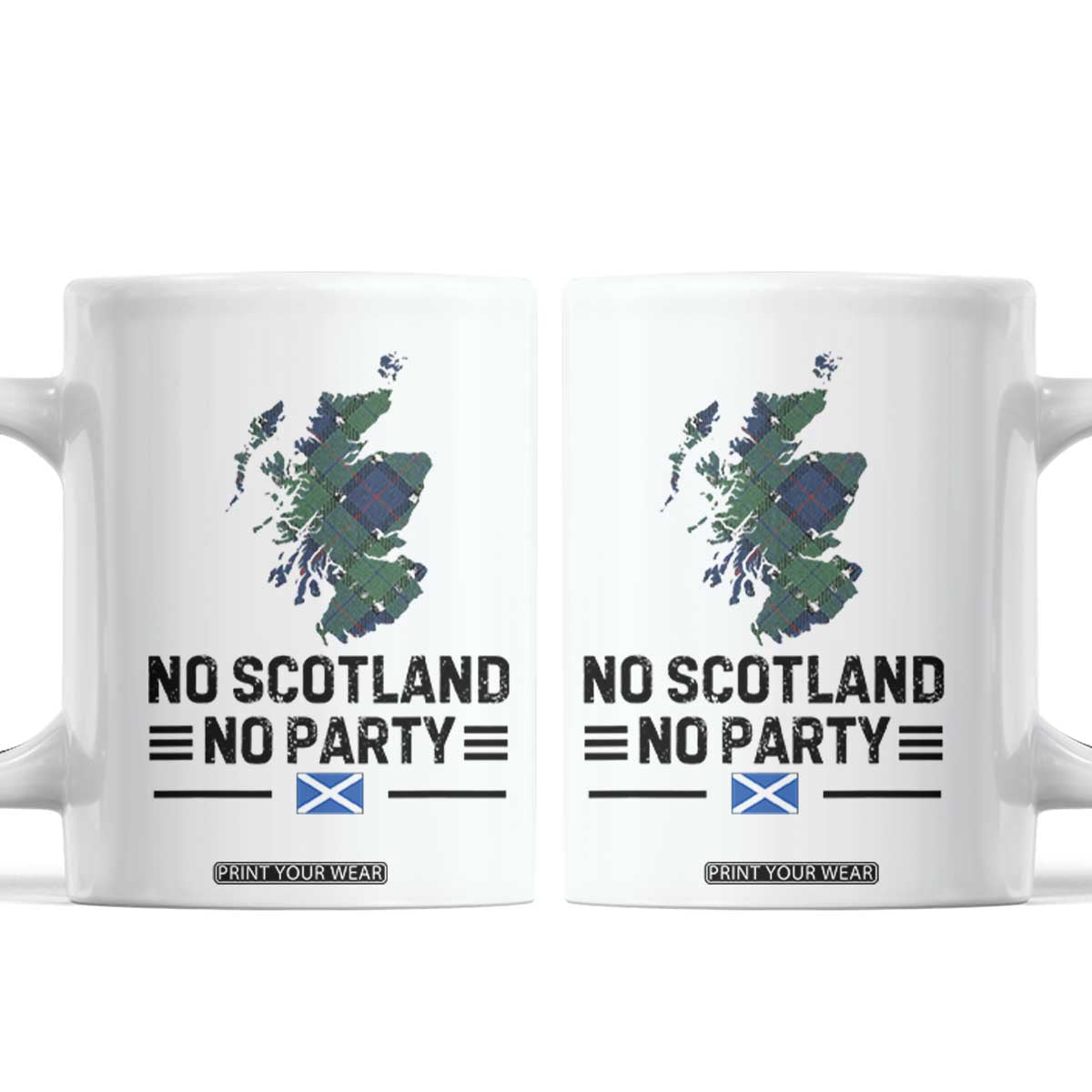 No Scotland No Party Tartan Plaid and Map Coffee Mug Vintage Scottish Football Supporter Sports Fans Spirit TS02 White Print Your Wear