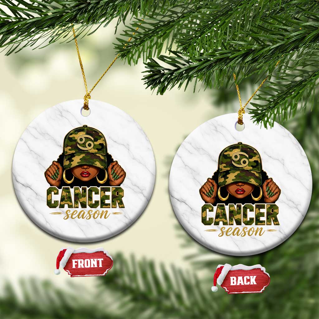 Zodiac Queen Cancer Season Retro Camo Camouflage Graphic Ceramic Ornament June July Horoscope Birthday Gift Melanin Women TS02 1pc White Marble Print Your Wear