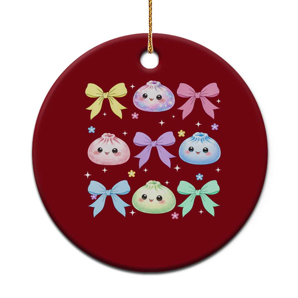 Kawaii Dumpling and Bows Aesthetic Graphic Ceramic Ornament Cute Pastel Bao Dim Sum Coquette Aesthetic TS02 1pc Red Print Your Wear