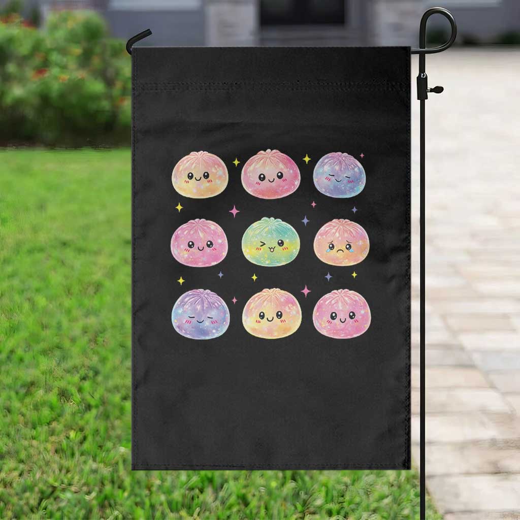 Kawaii Glitter Dumpling Face Grid Graphic Garden Flag Cute Pastel Bao Emoji Expressions TS02 Print Your Wear
