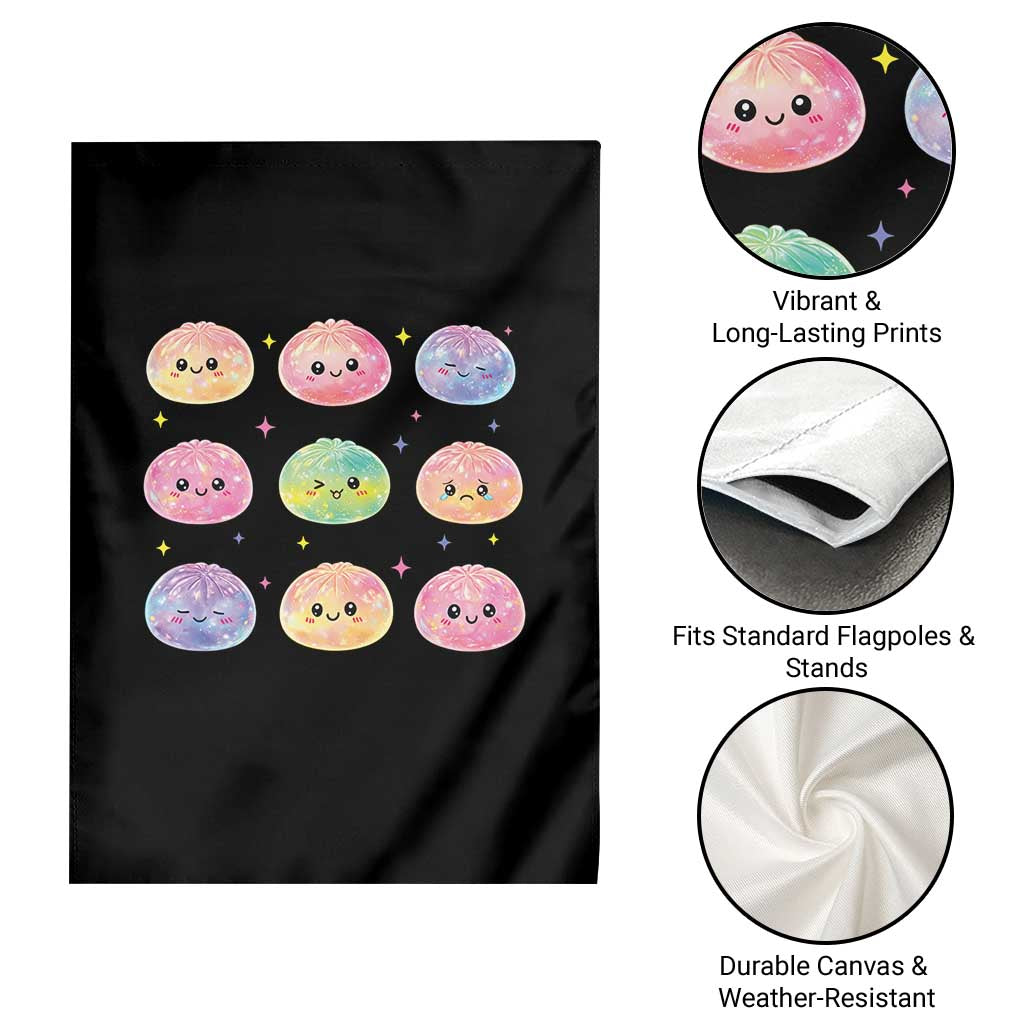 Kawaii Glitter Dumpling Face Grid Graphic Garden Flag Cute Pastel Bao Emoji Expressions TS02 Print Your Wear