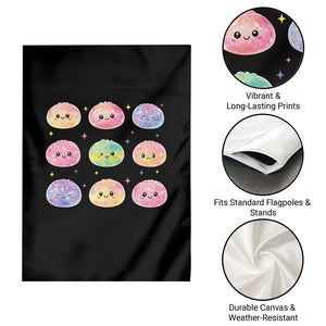 Kawaii Glitter Dumpling Face Grid Graphic Garden Flag Cute Pastel Bao Emoji Expressions TS02 Print Your Wear
