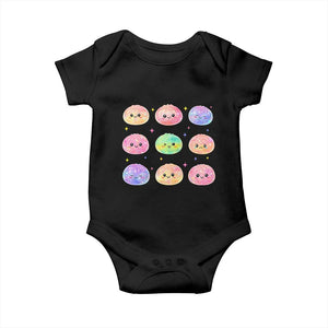 Kawaii Glitter Dumpling Face Grid Graphic Baby Onesie Cute Pastel Bao Emoji Expressions TS02 Black Print Your Wear