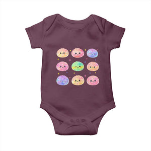 Kawaii Glitter Dumpling Face Grid Graphic Baby Onesie Cute Pastel Bao Emoji Expressions TS02 Maroon Print Your Wear