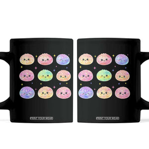 Kawaii Glitter Dumpling Face Grid Graphic Coffee Mug Cute Pastel Bao Emoji Expressions TS02 Black Print Your Wear