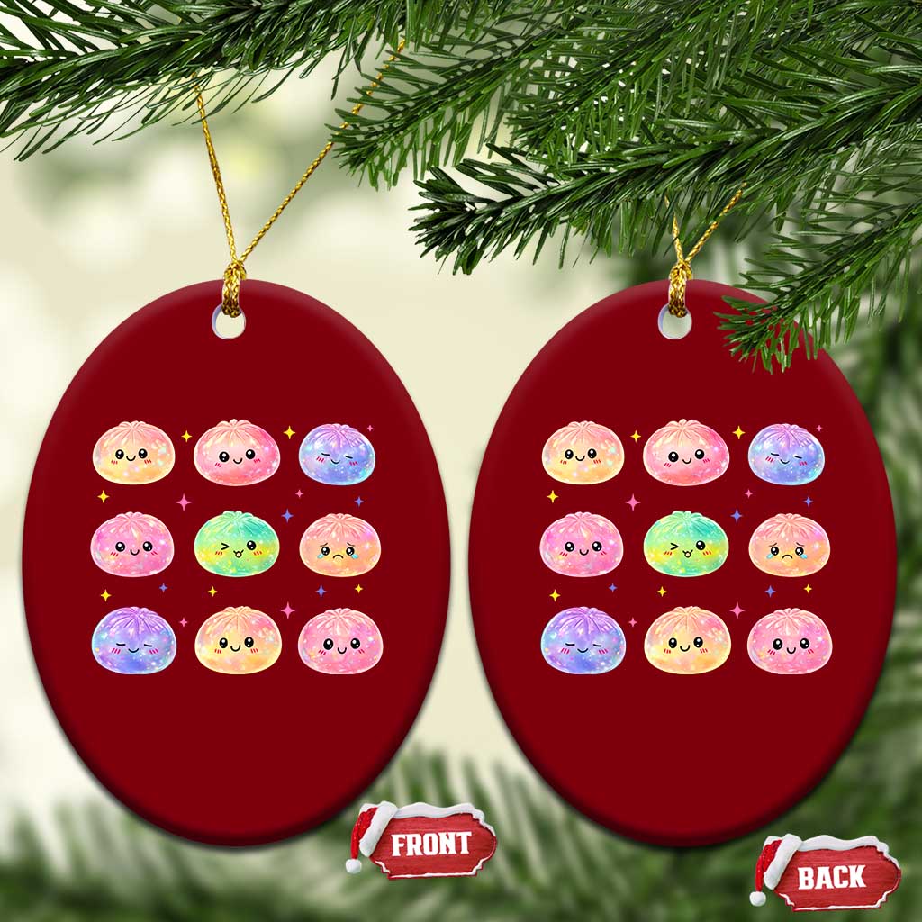 Kawaii Glitter Dumpling Face Grid Graphic Ceramic Ornament Cute Pastel Bao Emoji Expressions TS02 Print Your Wear