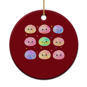 Kawaii Glitter Dumpling Face Grid Graphic Ceramic Ornament Cute Pastel Bao Emoji Expressions TS02 1pc Red Print Your Wear
