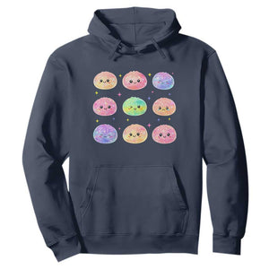 Kawaii Glitter Dumpling Face Grid Graphic Hoodie Cute Pastel Bao Emoji Expressions TS02 Navy Print Your Wear