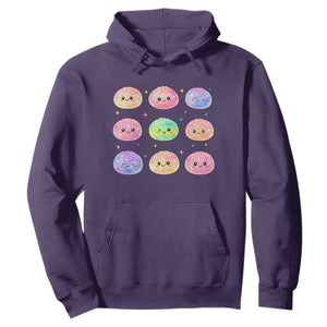 Kawaii Glitter Dumpling Face Grid Graphic Hoodie Cute Pastel Bao Emoji Expressions TS02 Purple Print Your Wear