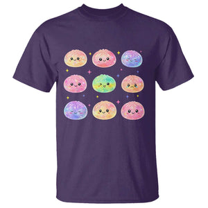 Kawaii Glitter Dumpling Face Grid Graphic T Shirt Cute Pastel Bao Emoji Expressions TS02 Purple Print Your Wear