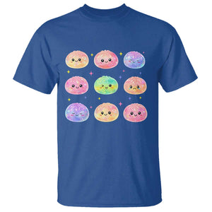 Kawaii Glitter Dumpling Face Grid Graphic T Shirt Cute Pastel Bao Emoji Expressions TS02 Royal Blue Print Your Wear
