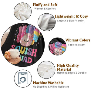 Squish Squad Kawaii Glitter Dumpling and Candy Graphic Throw Blanket Cute Gummy Bear Popsicle TS02 Print Your Wear