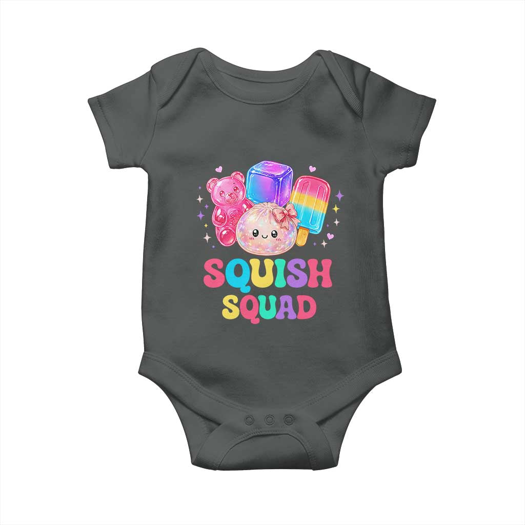 Squish Squad Kawaii Glitter Dumpling and Candy Graphic Baby Onesie Cute Gummy Bear Popsicle TS02 Dark Heather Print Your Wear