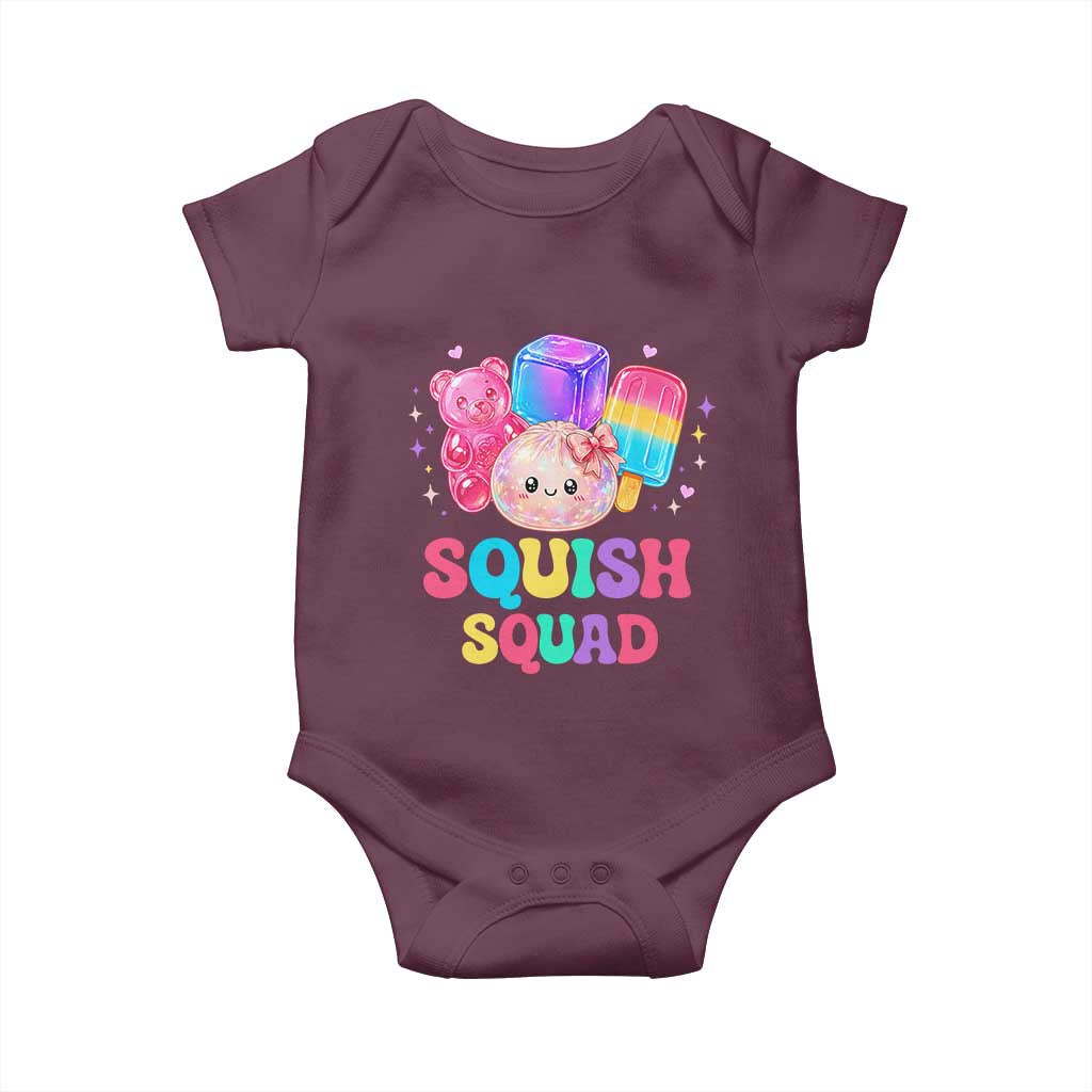 Squish Squad Kawaii Glitter Dumpling and Candy Graphic Baby Onesie Cute Gummy Bear Popsicle TS02 Maroon Print Your Wear