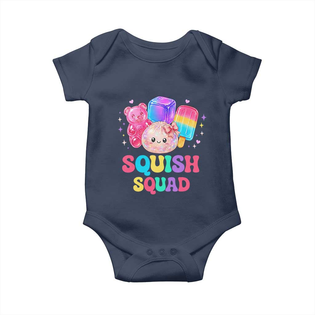 Squish Squad Kawaii Glitter Dumpling and Candy Graphic Baby Onesie Cute Gummy Bear Popsicle TS02 Navy Print Your Wear