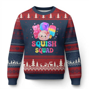 Squish Squad Kawaii Glitter Dumpling and Candy Graphic Ugly Christmas Sweater Cute Gummy Bear Popsicle TS02 Navy Red Print Your Wear