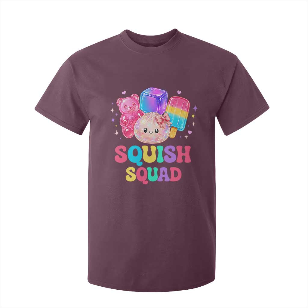 Squish Squad Kawaii Glitter Dumpling and Candy Graphic T Shirt For Kid Cute Gummy Bear Popsicle TS02 Maroon Print Your Wear
