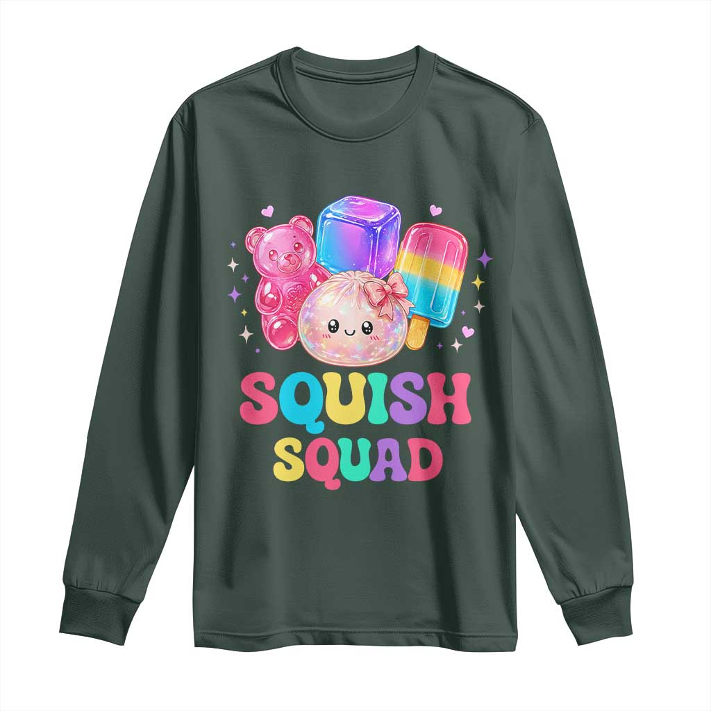 Squish Squad Kawaii Glitter Dumpling and Candy Graphic Long Sleeve Shirt Cute Gummy Bear Popsicle TS02 Dark Forest Green Print Your Wear