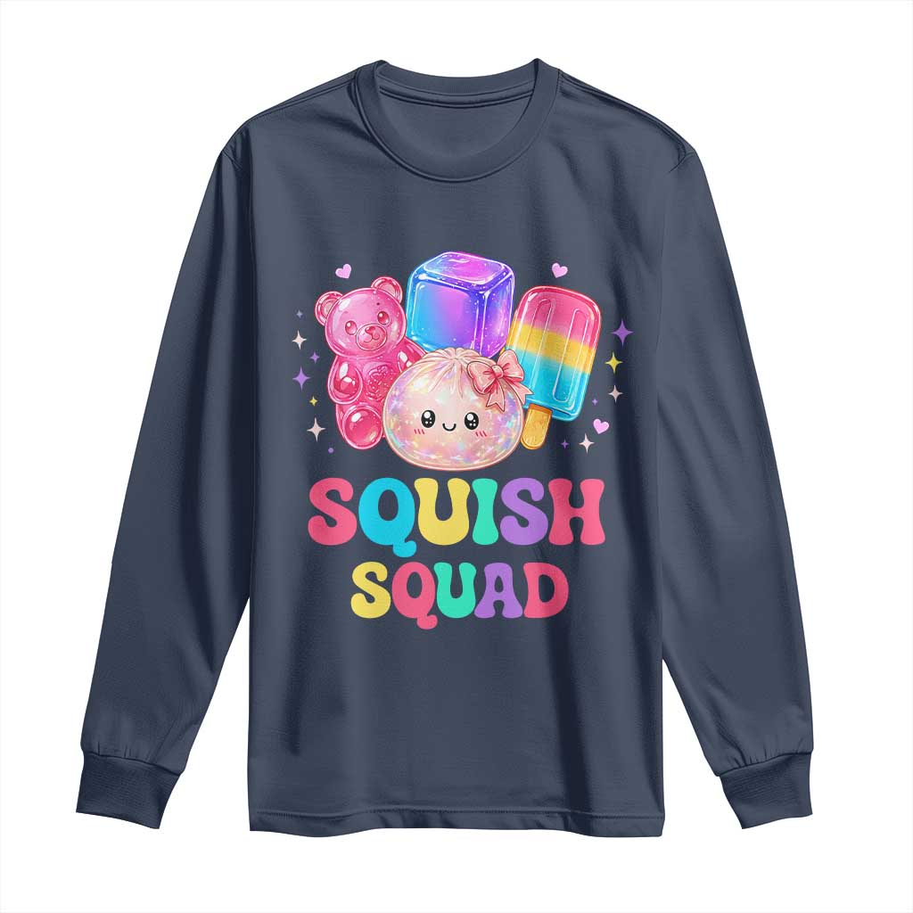 Squish Squad Kawaii Glitter Dumpling and Candy Graphic Long Sleeve Shirt Cute Gummy Bear Popsicle TS02 Navy Print Your Wear