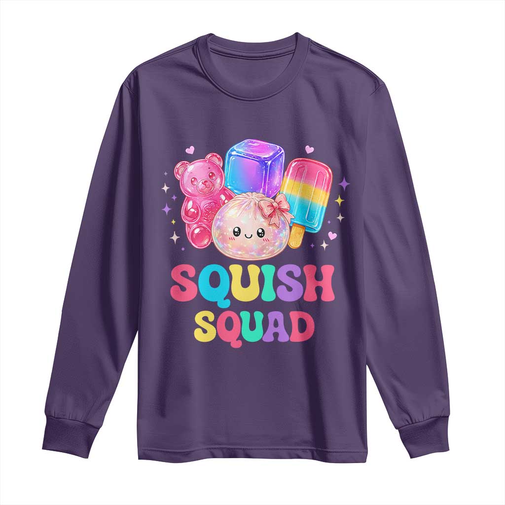 Squish Squad Kawaii Glitter Dumpling and Candy Graphic Long Sleeve Shirt Cute Gummy Bear Popsicle TS02 Purple Print Your Wear